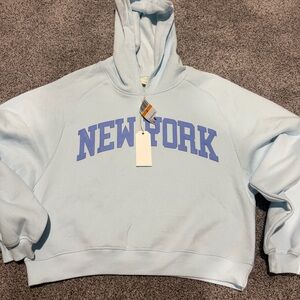NWT New York Cropped Hoodie | Baby Blue Pullover Sweatshirt